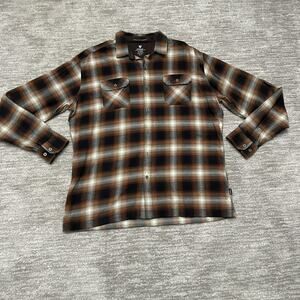 Kuhl Shirt Mens XL Brown Black Plaid Long Sleeve Dillingr Flannel Hiking Outdoor